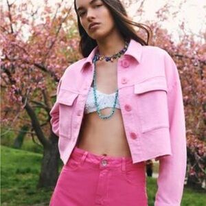 Zara Pink Jean Jacket for Women
